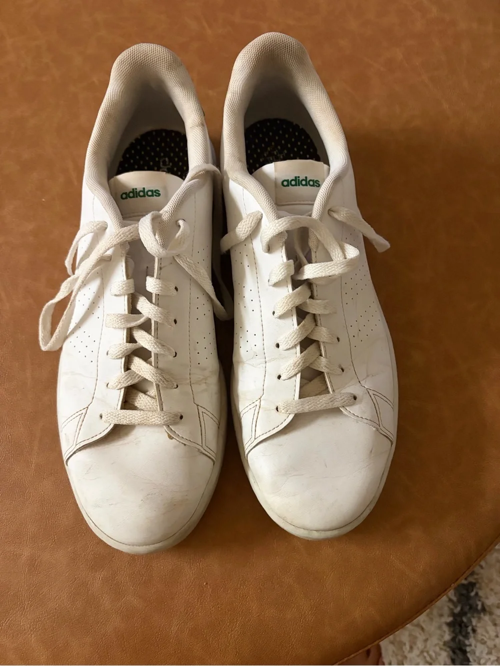 adidas White and Green Low-Top Athletic Sneakers